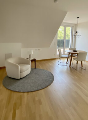 Wohnküche  (KI generierte Einrichtung) - Moderne Wohnung mit Terrasse