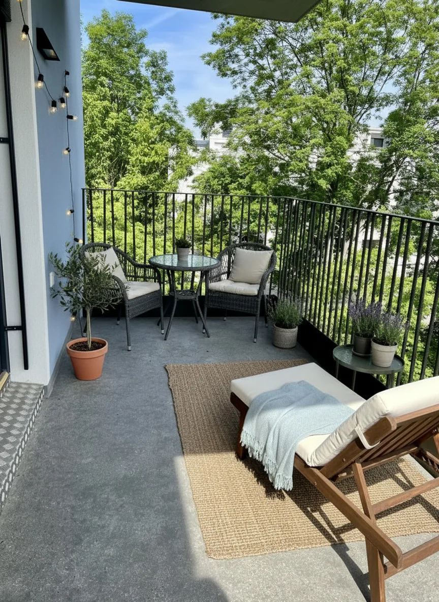 Beispiel-Gestaltung Balkon (KI-generiert)