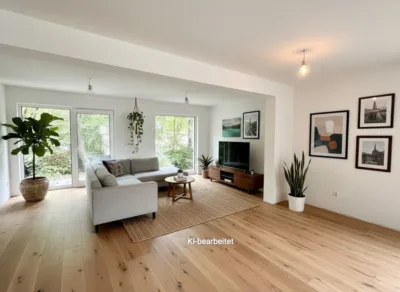 Wohnzimmer KI unterstützt möbliert