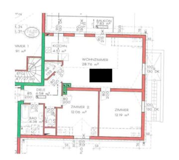 Grundriss - 3-Zimmerwohnung mit Badeteich