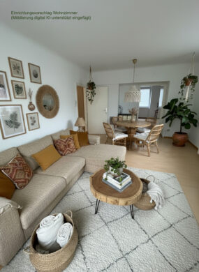 Einrichtungsvorschlag KI-generiert - Beste Lage, helle Wohnung