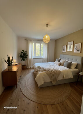 Schlafzimmer KI generiert - Schöner Blick auf die Schwarza