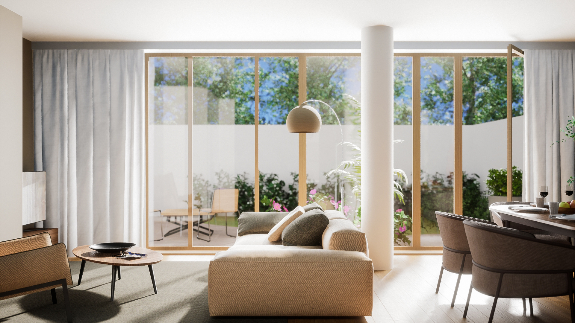 Luxuswohnung mit Garten - Visualisierung Wohnbereich
