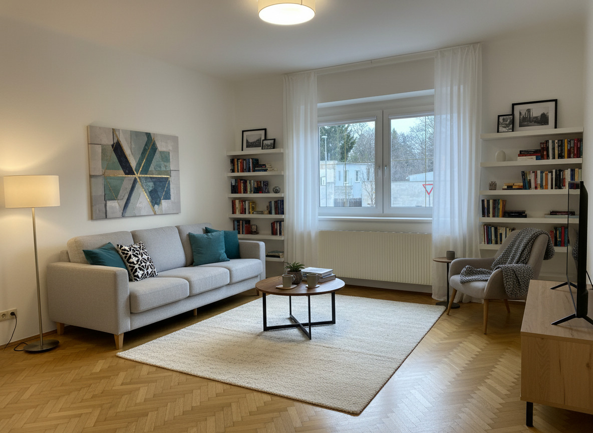 Wohnzimmer KI generiert - Komfortable Wohlfühlwohnung